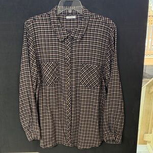 Maurices Black and Brown Plaid Button Down Shirt
